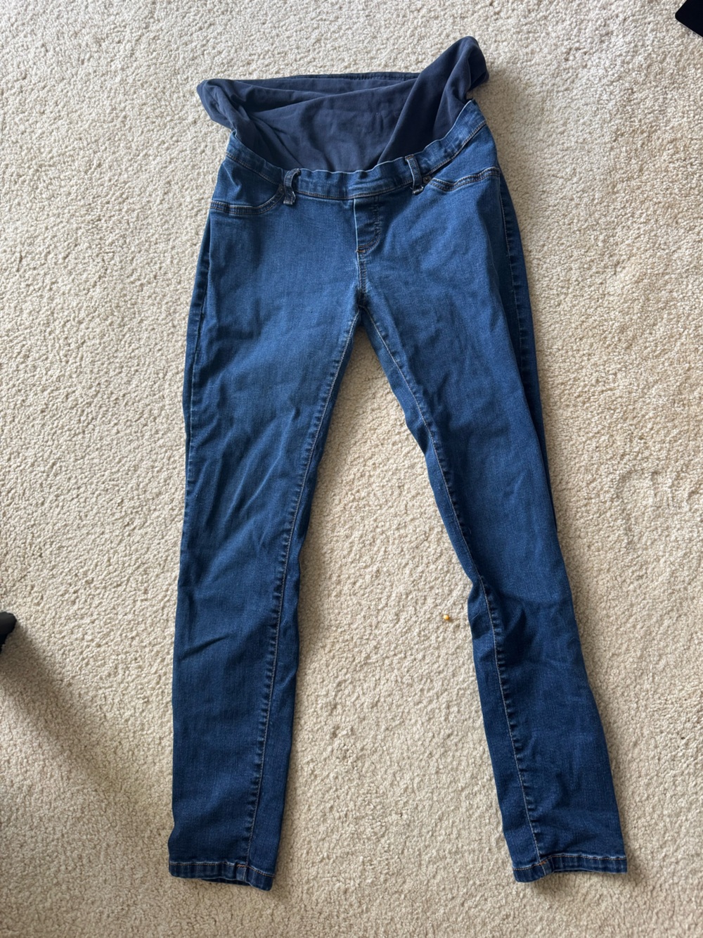 Maternity Dark Blue Skinny Jeans with Stretch Waistband